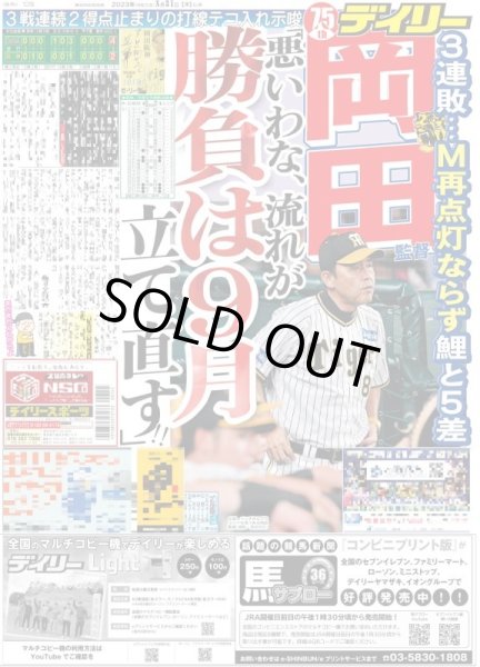 画像1: 岡田監督「悪いわな、流れが　勝負は9月　立て直す!!」 デイリースポーツ（東京宅配版）2023年8月31日付 (1)