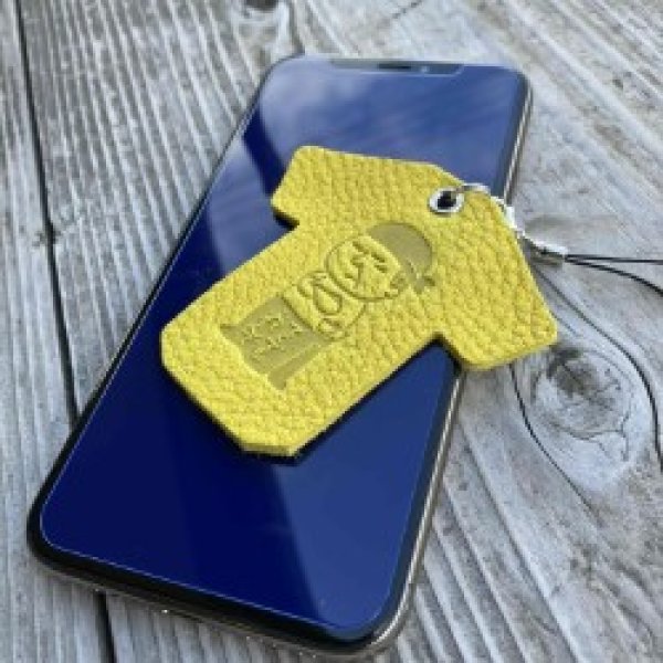 画像5: 【ブレないおっさん】×【兵庫ジビエレザー】 ジビエ鹿革スマホクリーナー（イエロー） (5)