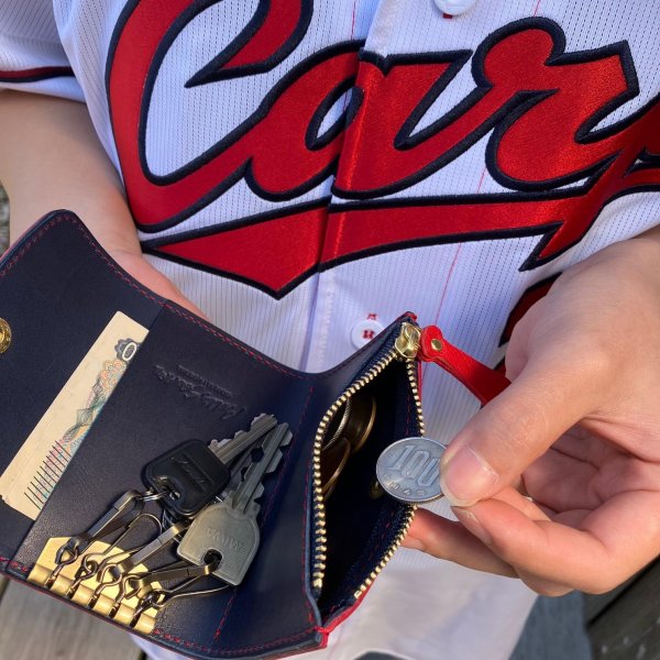 画像5: 【広島ジビエレザー×広島東洋カープ】鹿革小銭入れ付き5連キーケース (5)