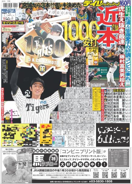 画像1: 近本 1000安打 （東京版）2025年6月8日付 (1)