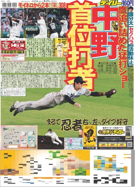 画像1: 中野 首位打者（東京版）2025年6月21日付 (1)