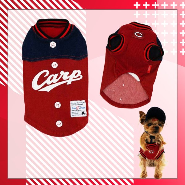 画像3: 広島カープ承認ドッグウェア　デニム切替Tシャツ (3)