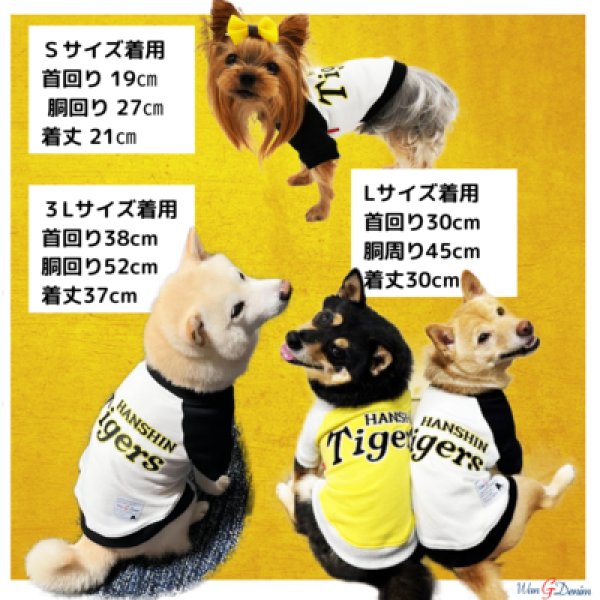 画像3: 阪神タイガース承認ドッグウェア　タイガースラグランTシャツ (3)