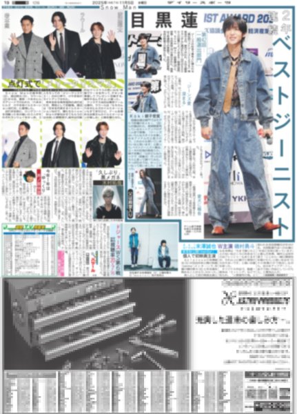 画像1: Snow Man 目黒蓮 2年連続ベストジーニスト / 渡辺翔太 ラウール 岩本照 点灯式で「メリークリスマス」（東京12版B）2025年11月5日付 (1)