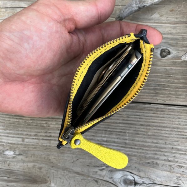 画像3: 【阪神タイガース×ベルズスクエア】丹波炭黒の鹿革☆兵庫ジビエレザーファスナーポーチ！小銭＆お薬入れに (3)