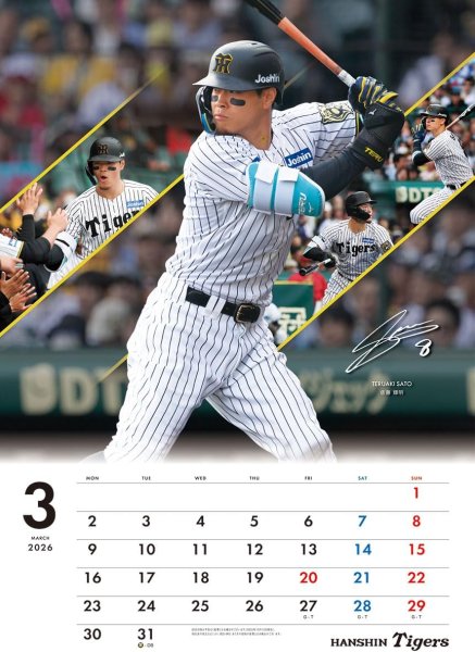 画像2: 阪神タイガース 2026年カレンダー A2サイズ　壁掛けカレンダー　※デイリーロゴ入り (2)